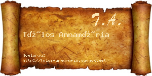 Tálos Annamária névjegykártya